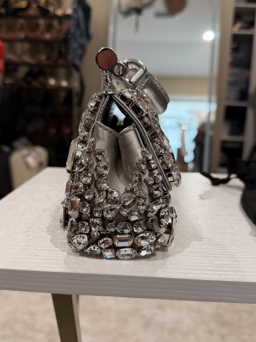 Dolce & Gabbana Silver Crystal-Embellished Top Handle Clutch - Picture 12 of 12